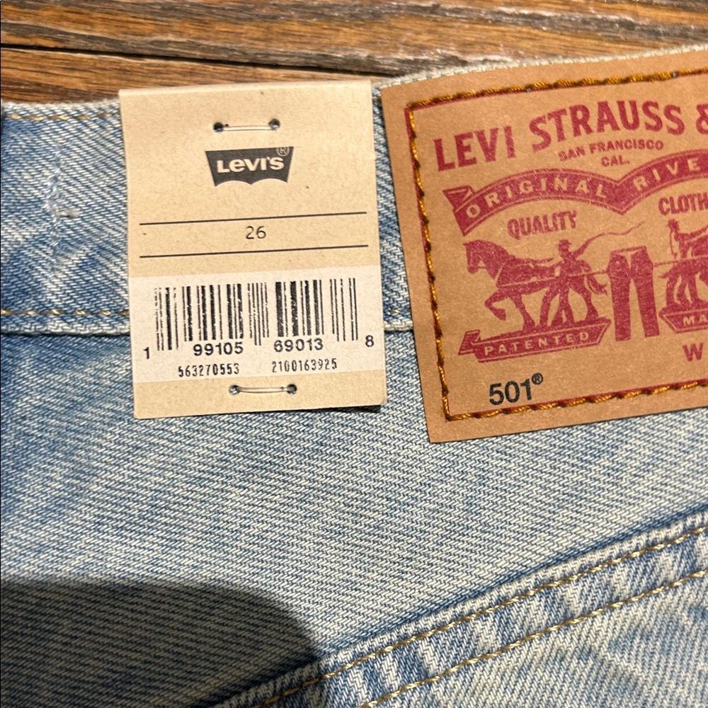 Levi's Light Blue Distressed Jean Shorts - Picture 4 of 5